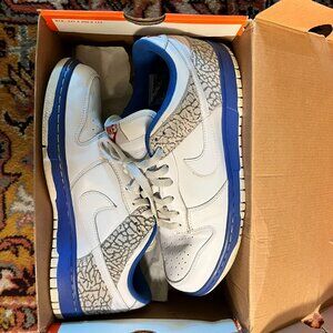 Nike Dunk Low CL Jordan Pack Retro 3 Size 9.5 Blue Cement Elephant 304714-119
